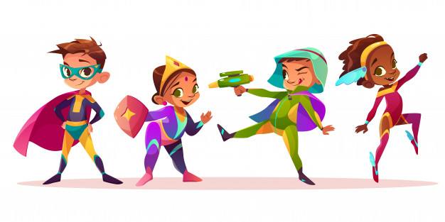 illustration of four superheroes